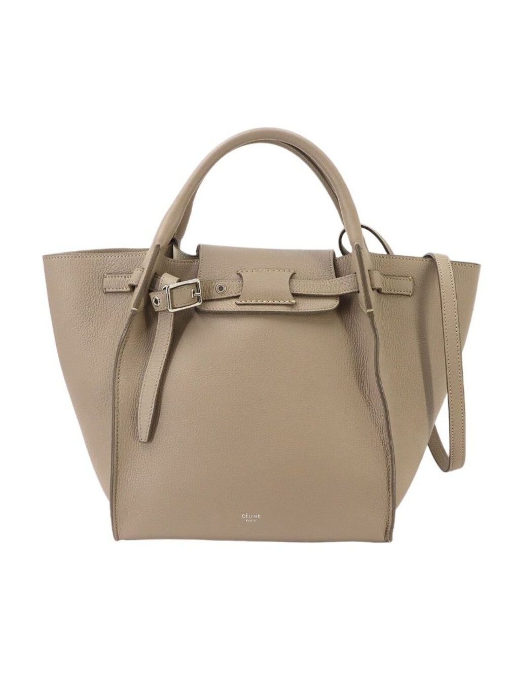 Celine Big Bag Small with Long Strap 2-Way Bag Leather Beige